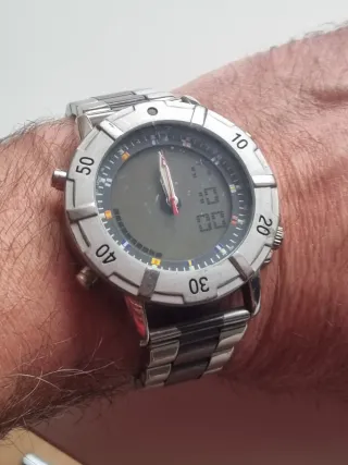 Reloj Digital Analógico Plata Negro