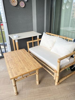 Conjunto Terraza Bambú Sofá y Mesa