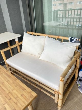 Conjunto Terraza Bambú Sofá y Mesa