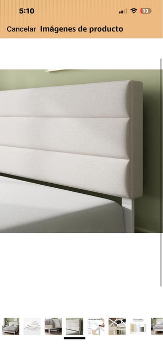 Estructura de cama de tela y madera