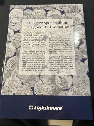 Álbum monedas conmemorativas 50 Peniques Deportes