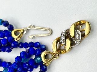 Collana lapislazzuli neolite oro 18 kt diamanti