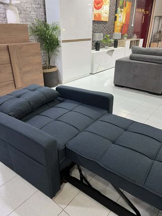 Sofá Cama 1 Plaza Azul/Gris