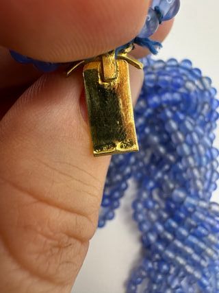 Collana multi filo agata blu oro vintage