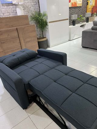 Sofá Cama 1 Plaza Azul/Gris