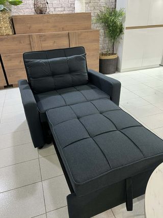 Sofá Cama 1 Plaza Azul/Gris
