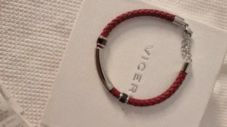 Pulsera Viceroy Caballero Cuero Rojo y Plata