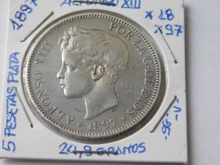 5 Pesetas Plata Alfonso XIII 1897