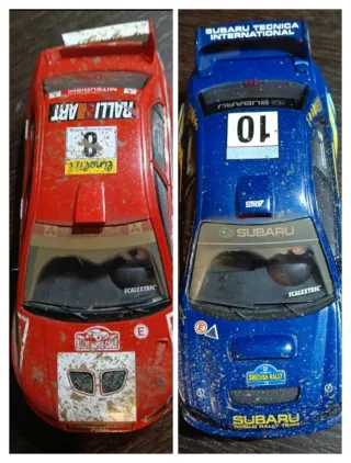 Coches Scalextric Subaru y Mitsubishi Rally