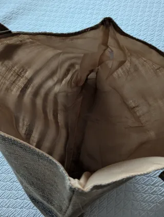 Bolsa de playa grande beige y gris