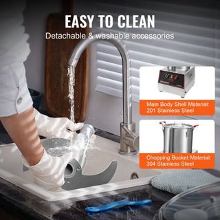 Procesador de Alimentos y Picadora de Verduras, 16 Cuartos, Procesador de Alimentos de Acero Inoxidable de Grado Alimenticio de 1400W con 2 Cuchillas en S Adicionales, Multifuncional para Picar Ve...