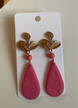 Pendientes flamenca dorados y rosas y