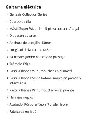 Guitarra Eléctrica Ibanez RG550 Morada