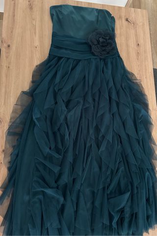 Vestido fiesta palabra de honor verde