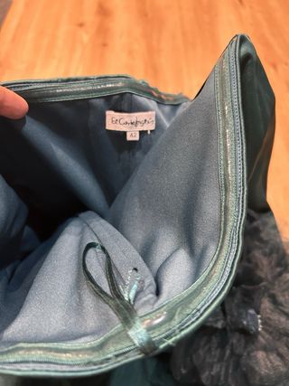 Vestido fiesta palabra de honor verde