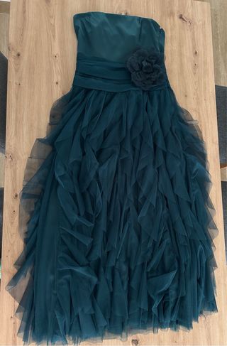 Vestido fiesta palabra de honor verde