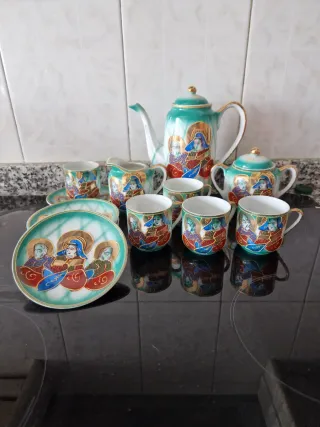 Juego de té japonés vintage EIHO porcelana pintada