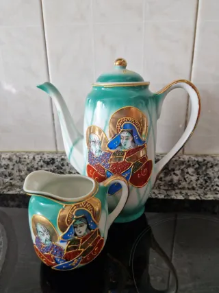 Juego de té japonés vintage EIHO porcelana pintada
