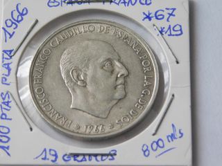100 Pesetas Plata Franco 1966