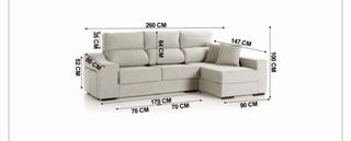 Sofá chaise longue beige con arcón