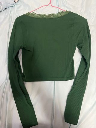 Top verde mujer manga larga