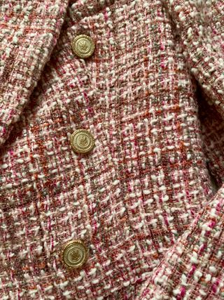 Blazer Zara Rosa y Blanco