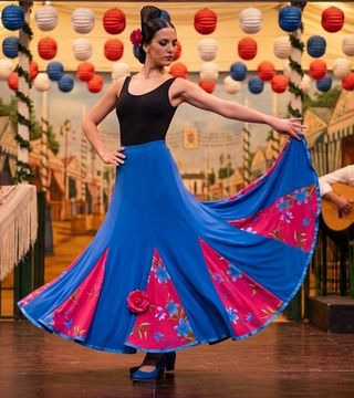 Falda Flamenca Sevillana Azul y Rosa