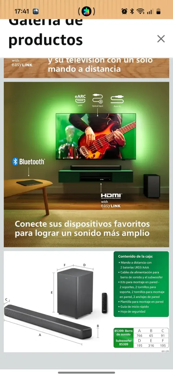 Barra de Sonido Philips TAB5309 Gris Oscuro afbeelding 4