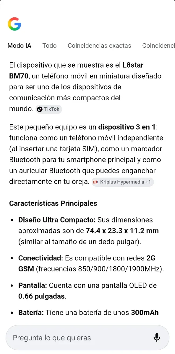 L8STAR M70 Mini Teléfono Móvil Blanco afbeelding 3