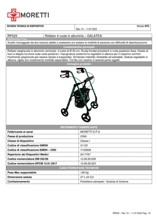 Deambulatore Rollator Mopedia Ultralight Galatea