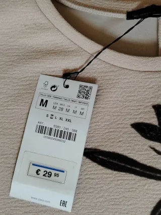 Vestito Zara Beige con Fantasia Floreale e Quadri