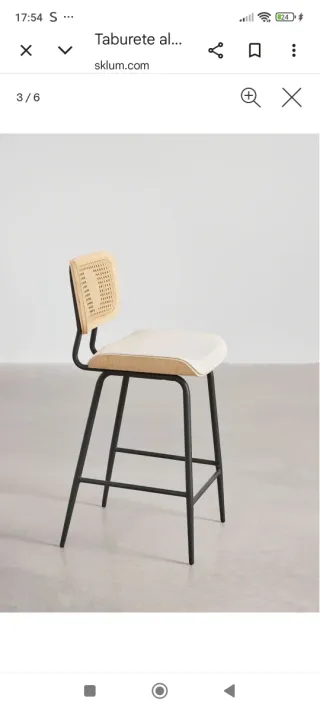 Pareja Taburetes Cocina Sklum 65cm Madera Natural