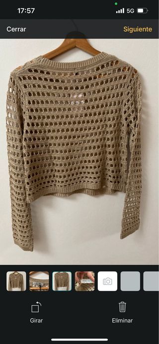 Jersey Stradivarius beige calado