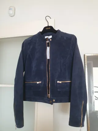 Cazadora ante azul Mango Talla S