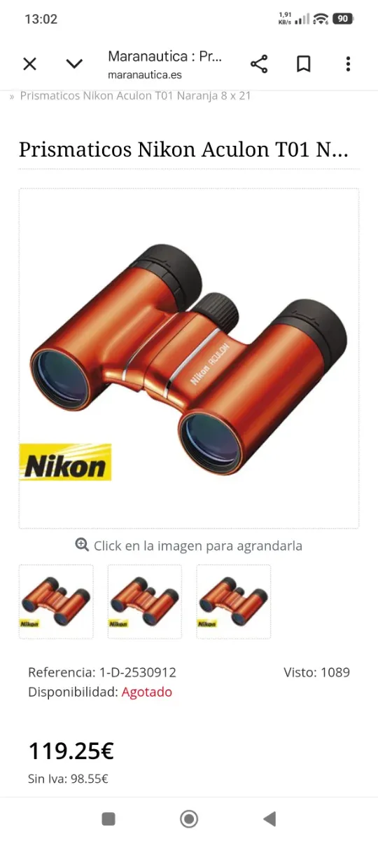 Prismáticos Nikon Aculon 8x21 Naranja afbeelding 7