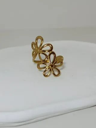 Anillo Acero Inox Flor Entrelazada