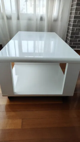 Mesa de centro blanco brillo moderna