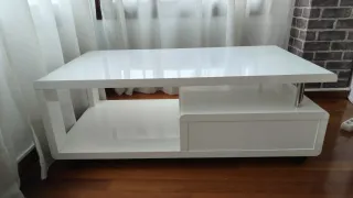 Mesa de centro blanco brillo moderna