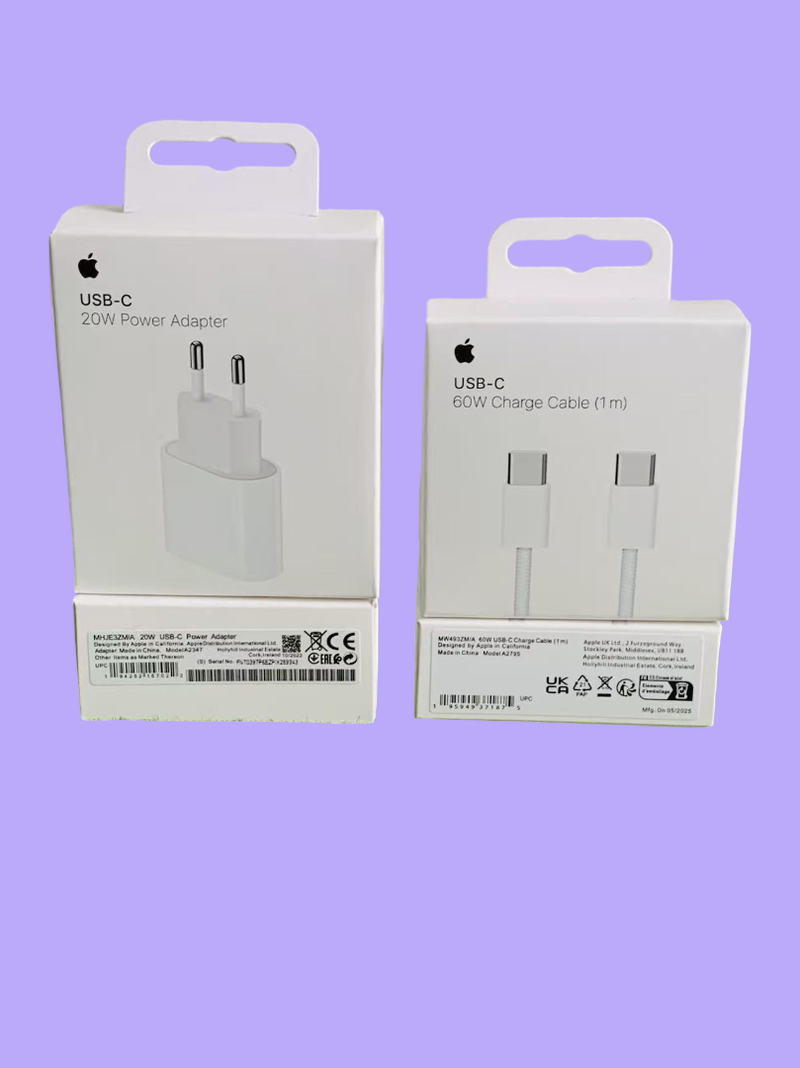 Cargador iPhone Adaptador 20w +Cable C/C 60w 1m.