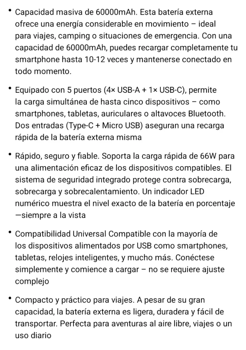 Batería Externa 66W PD Carga Rápida afbeelding 8