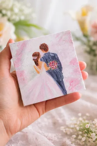 Regalo pareja personalizado, oleo hecho a mano