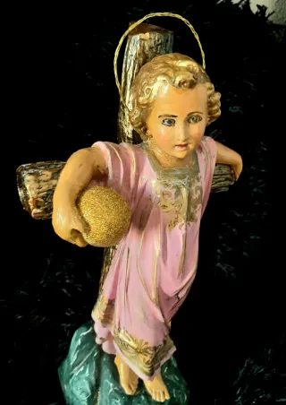 Niño Jesús en Cruz Olot Ojos Cristal