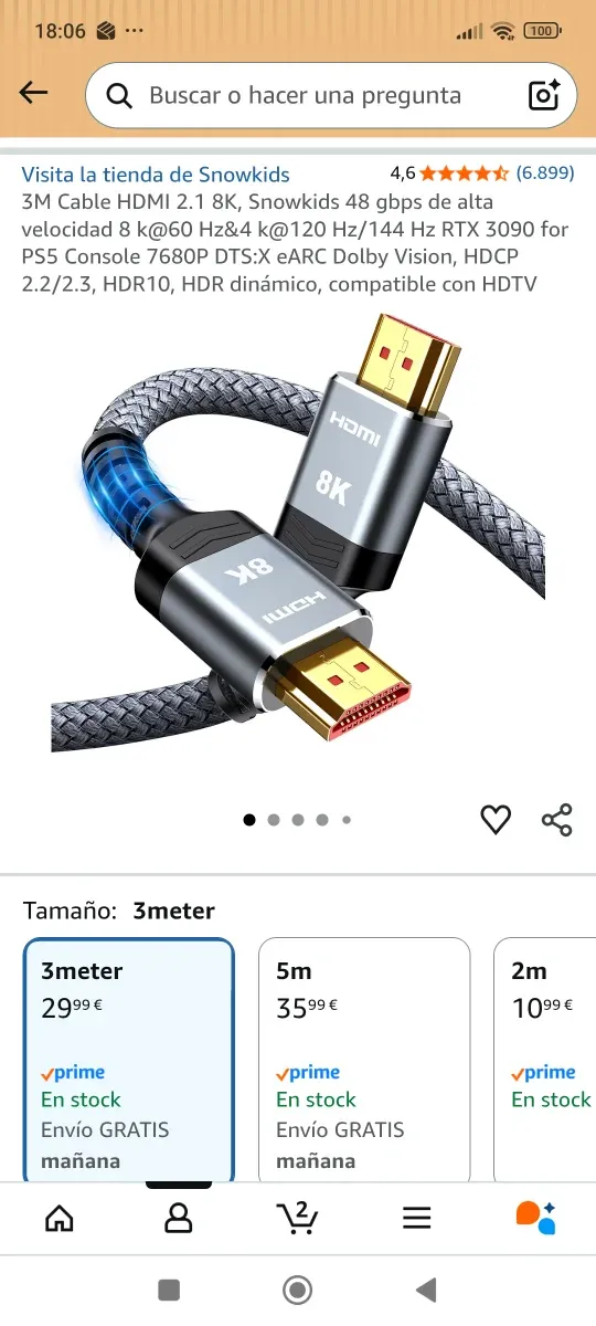 Cable HDMI 2.1 8K Snowkids