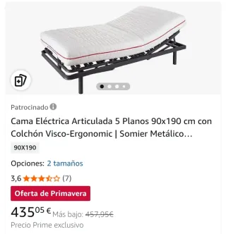 Cama articulada con colchón 90x190