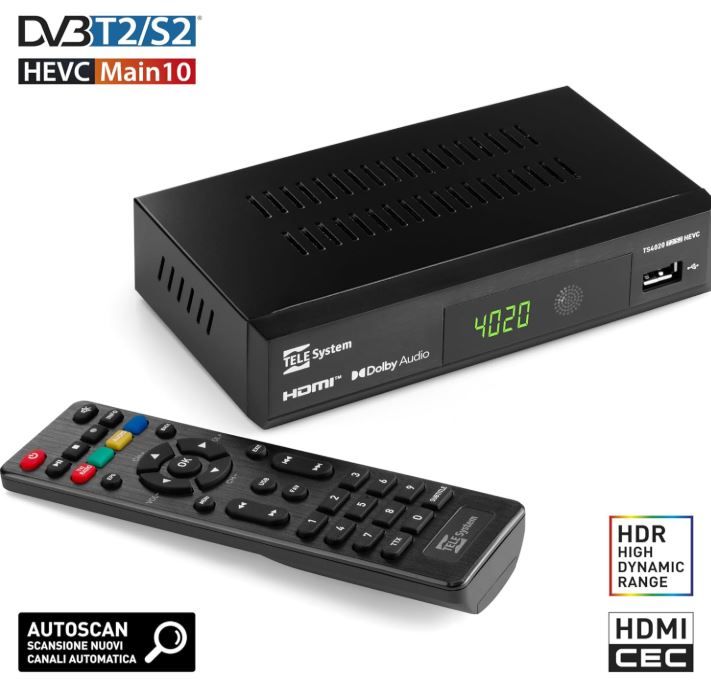 TELE System TS4020 T2S2HEVC Receptor TDT
