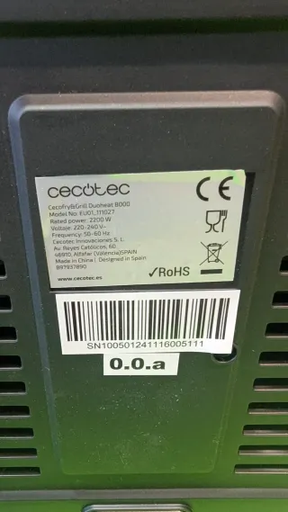 Cecotec Freidora de Aire 8L Doble Grill