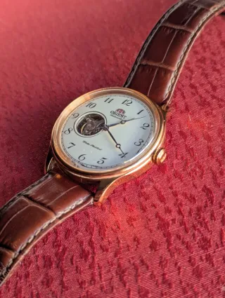 Reloj Orient Bambino Open Heart Marrón/Dorado
