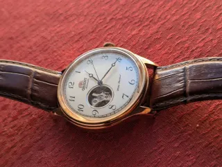 Reloj Orient Bambino Open Heart Marrón/Dorado