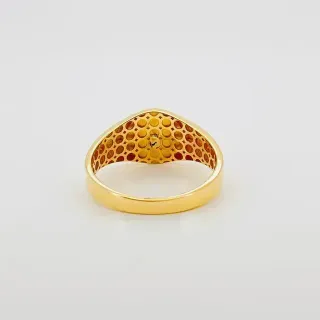 SELLO REDONDO CRUZ ONIX 18K