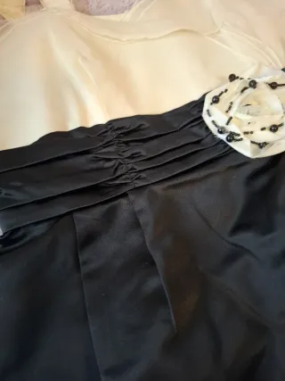 Vestido fiesta blanco y negro